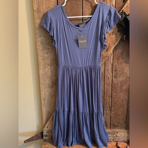 Blue Ruffle Sleeve Dress